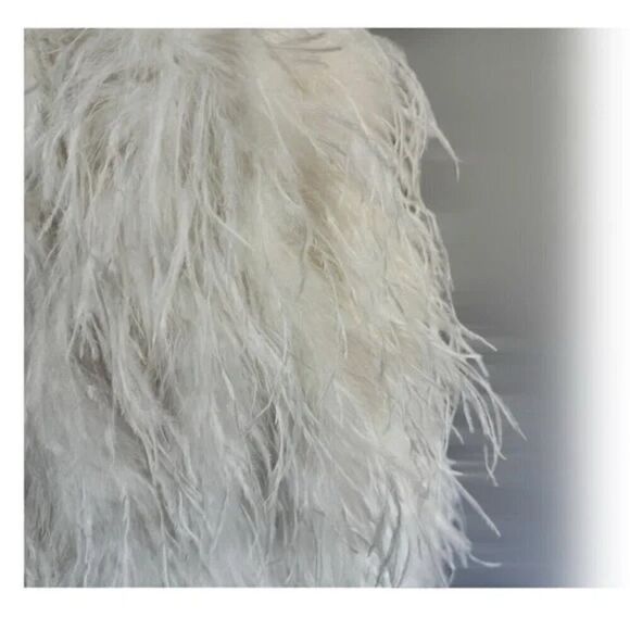 NWOT Galia Lahav–Inspired Mini Dress Ostrich Feather & Sequin Detail Customade - Picture 5 of 15